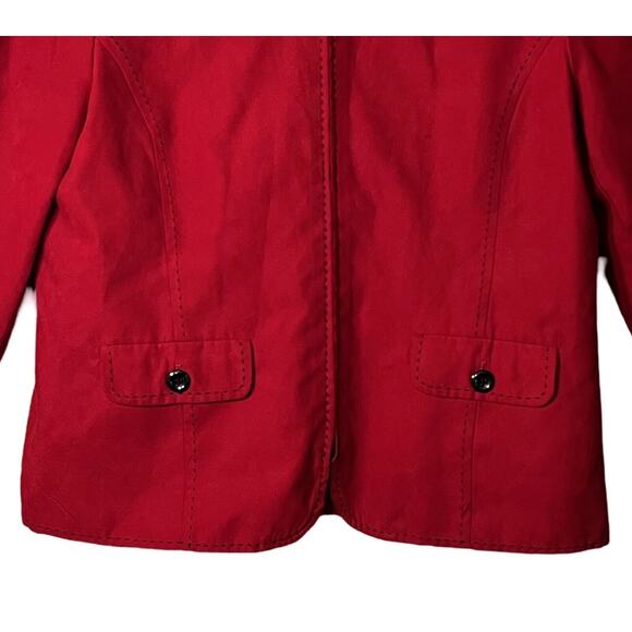 Alfred Dunner Womens Long Sleeve Top Size 12 Red Zip Front Cardigan Style Jacket - Picture 4 of 5